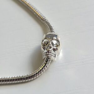NWT For Pandora Charm Bracelet Solid Steel Skull Heavy Individual Single Charm